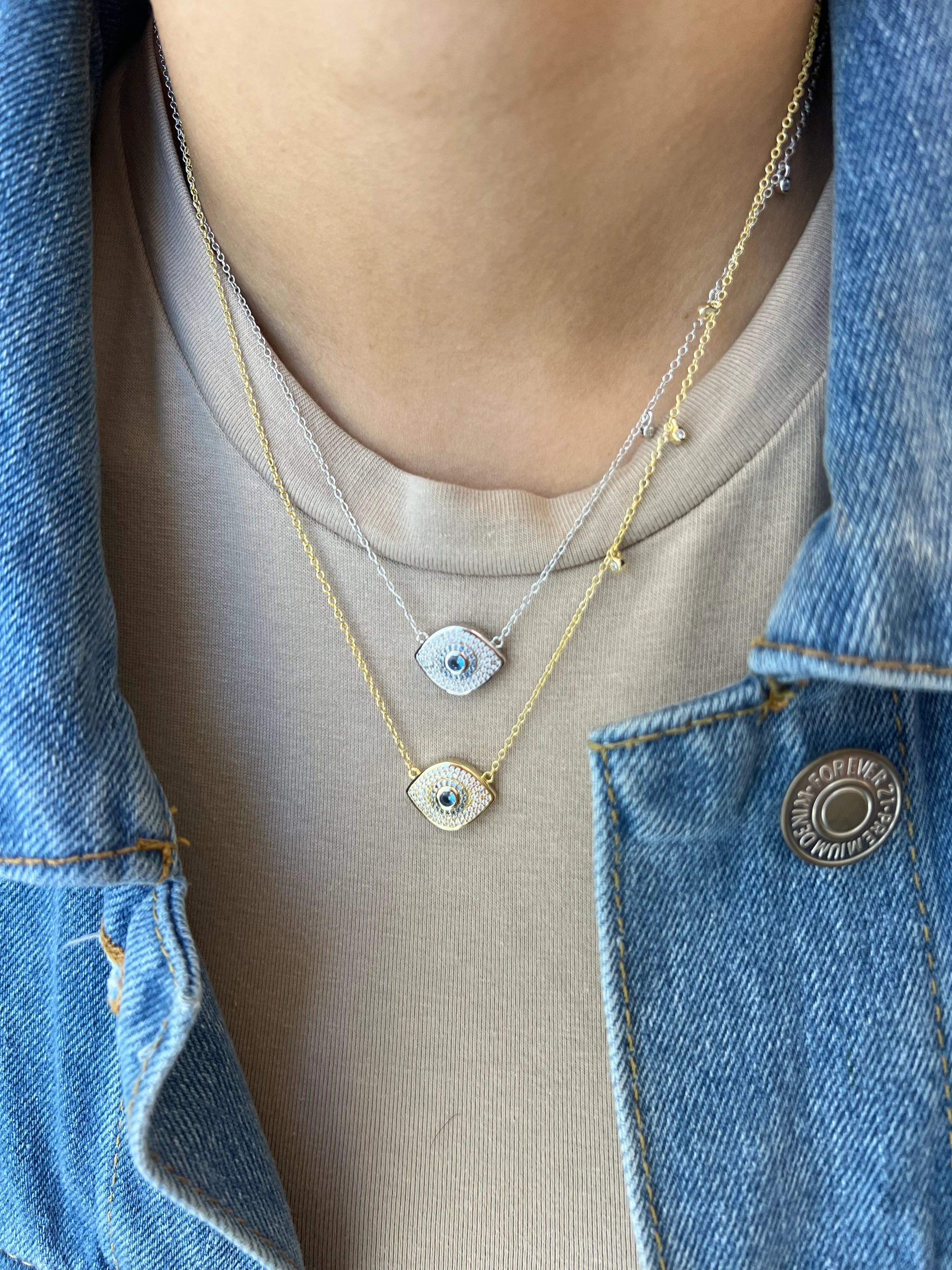 evil eye bezel necklace model image.webp