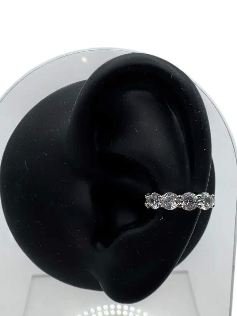 White Gold Crystal Ear Cuff