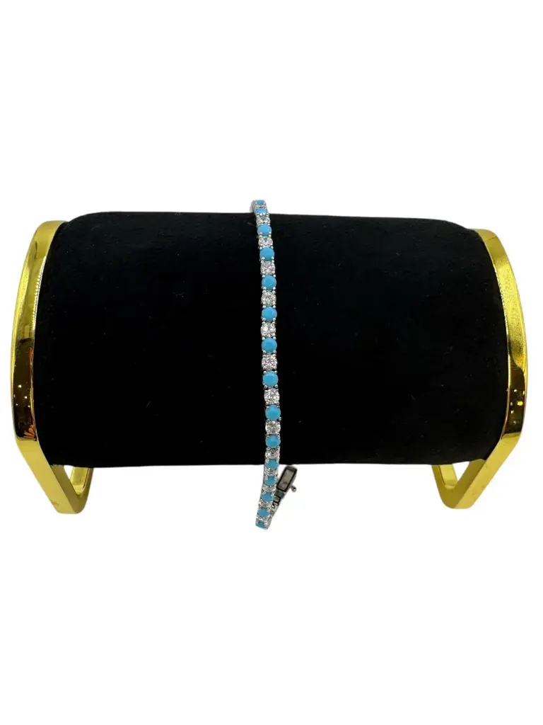 Alternating Turquoise and Diamond Bracelet