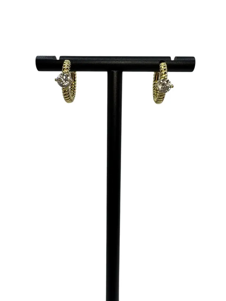 Crystal Twist Hoops Yellow Gold