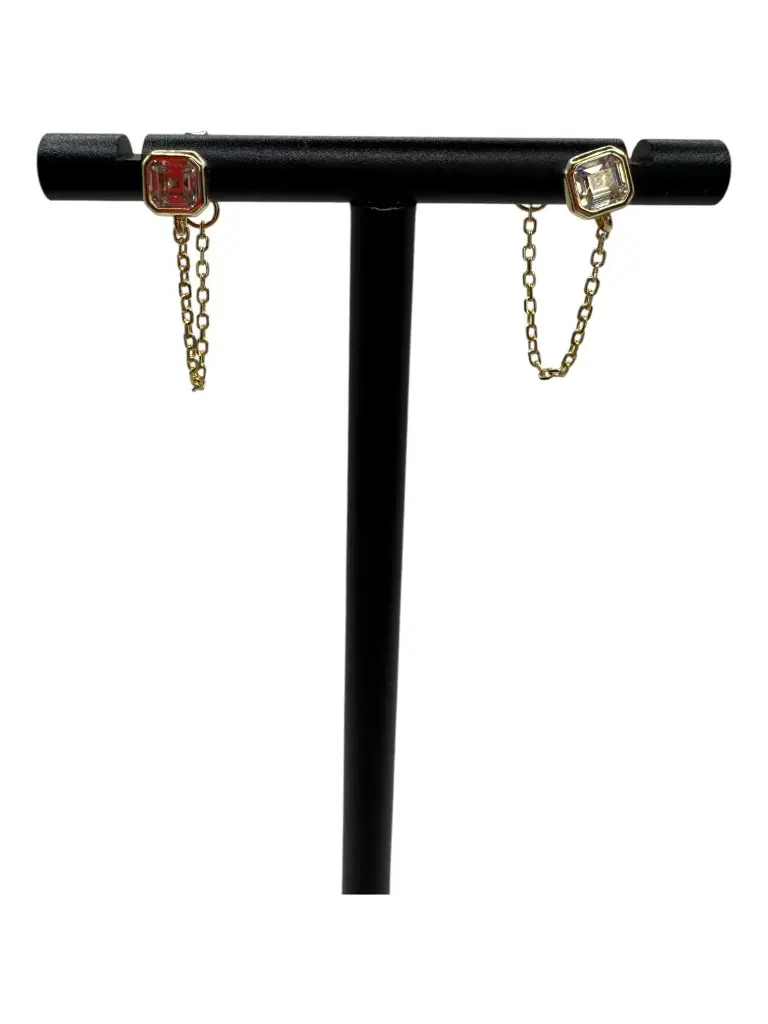 Petite Bezel and Chain Stud