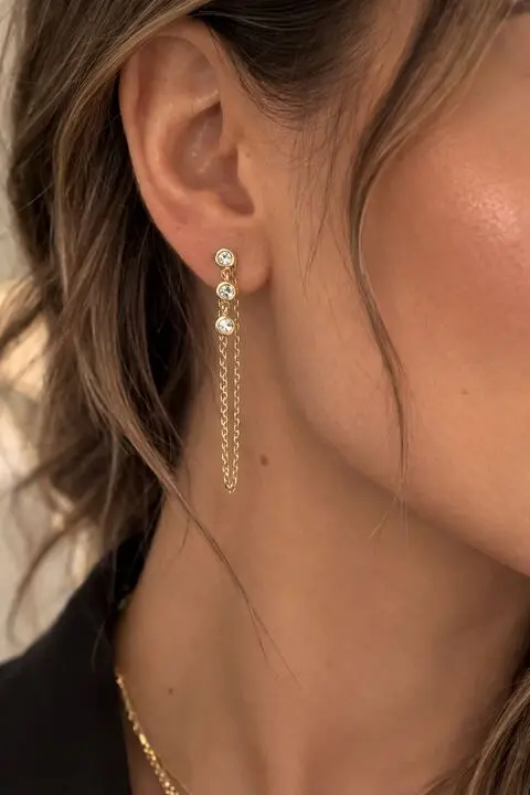 Triple Drop Chain Earrings  