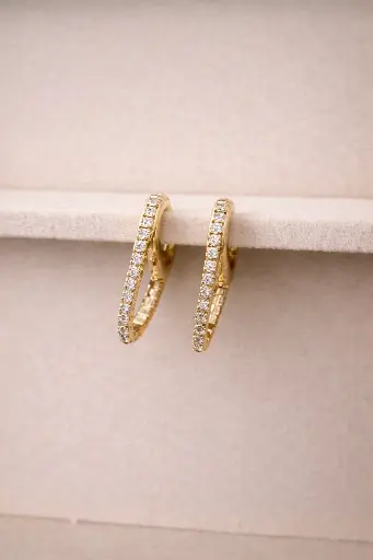 Floating Disk Earrings YG plated