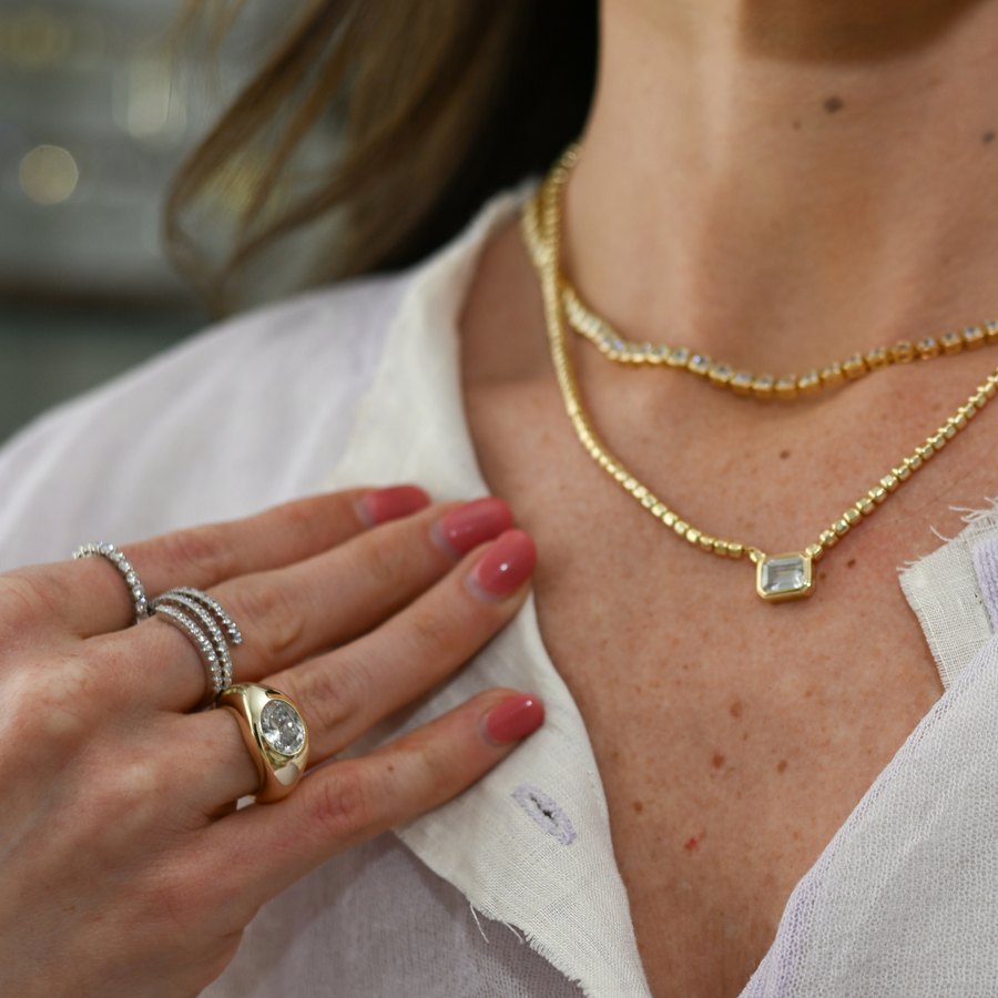 Layered gold diamond necklaces