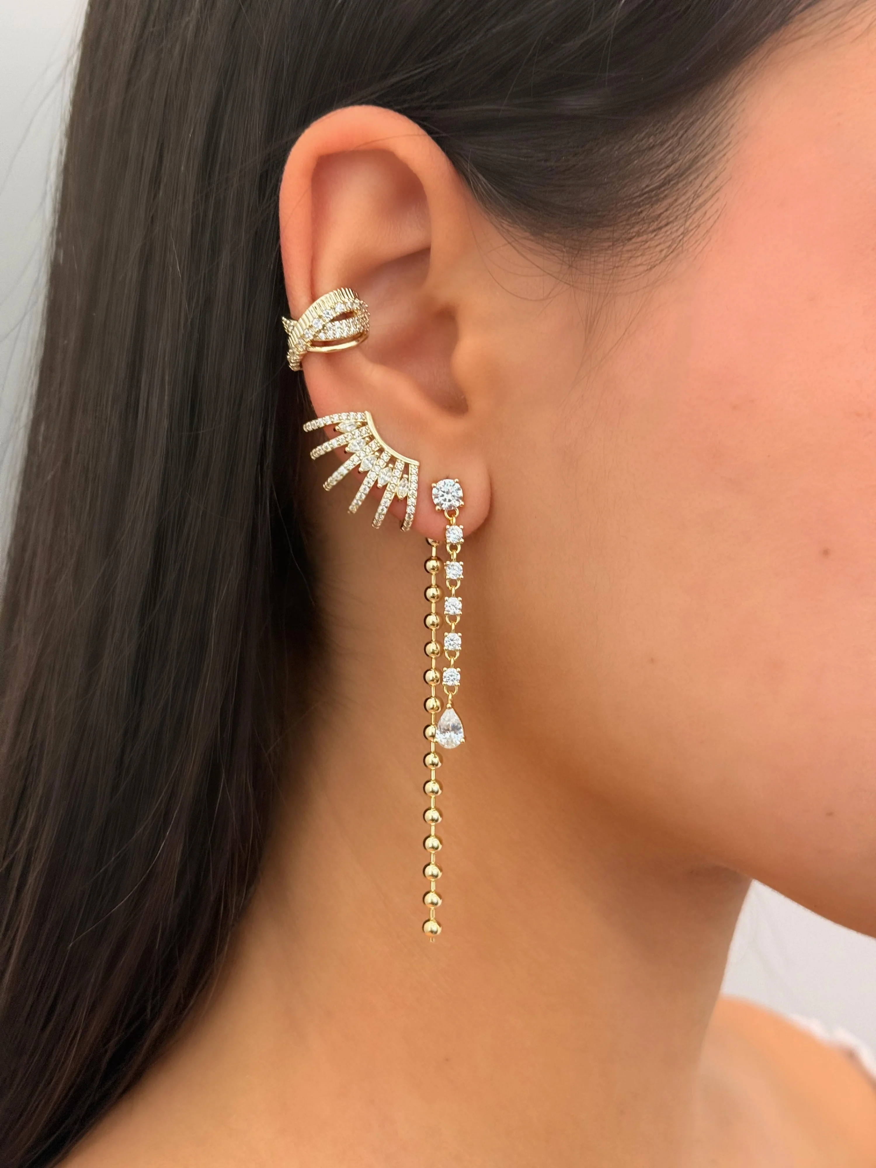 liquid gold earrings model image.webp