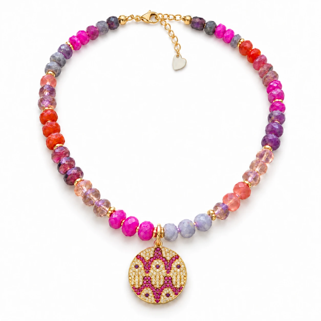 Boho Hamsa Medallion Necklace