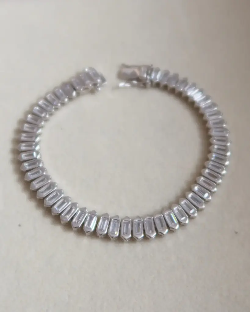 Sterling Silver Baguette Tennis Bracelet