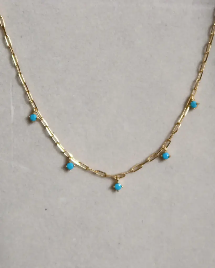 Turquoise Yellow Gold Drop Necklace