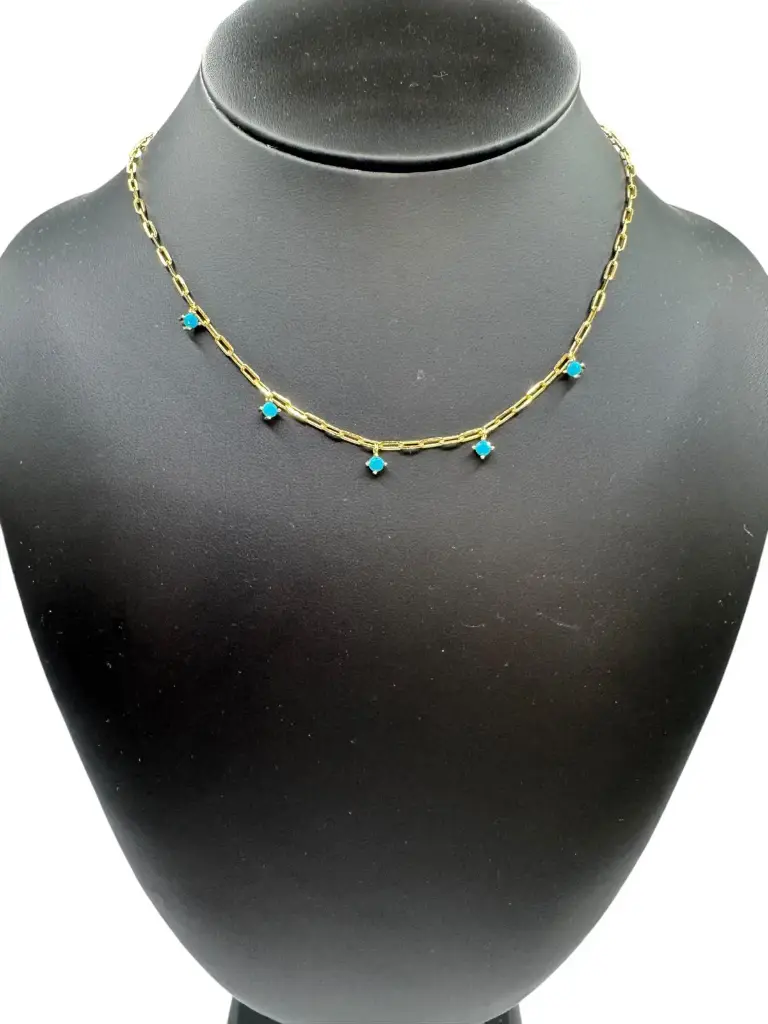 Turquoise Yellow Gold Drop Necklace