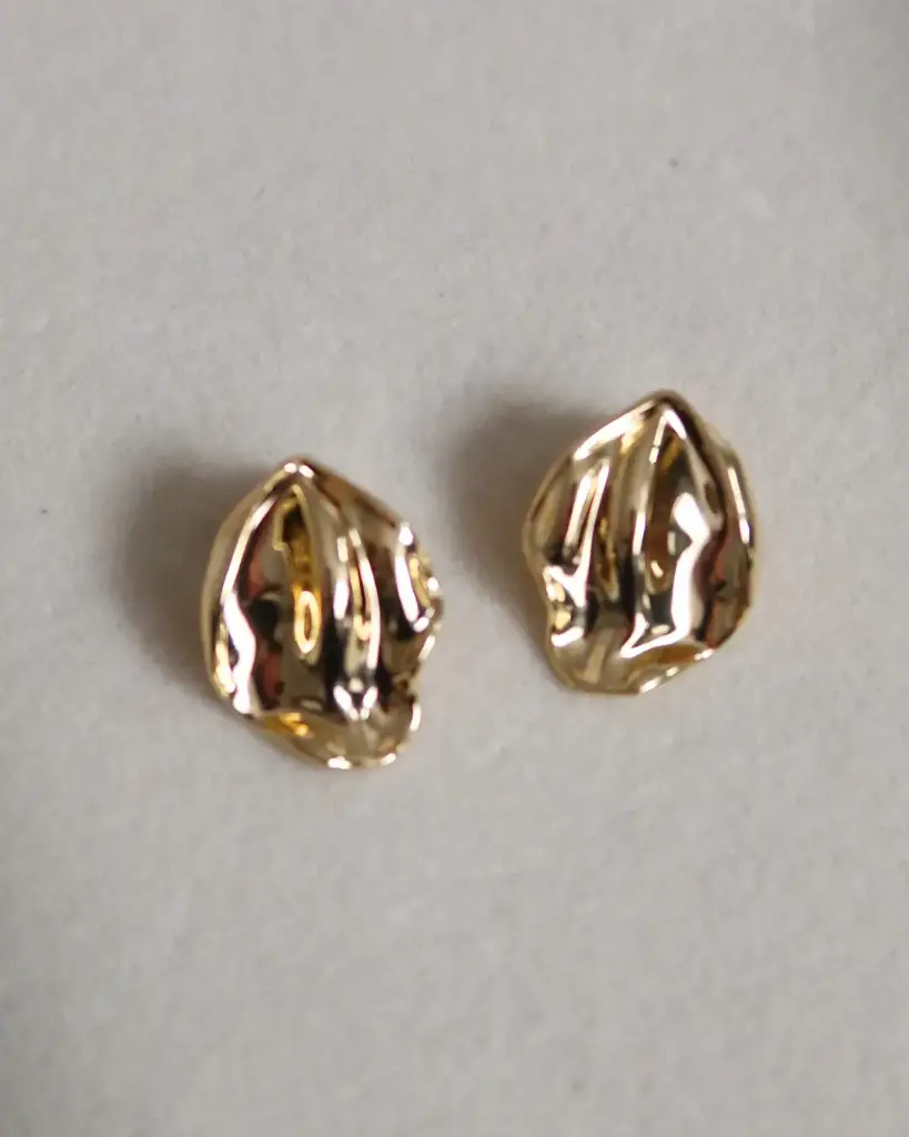 Yellow Gold Melted Teardrop Earrings