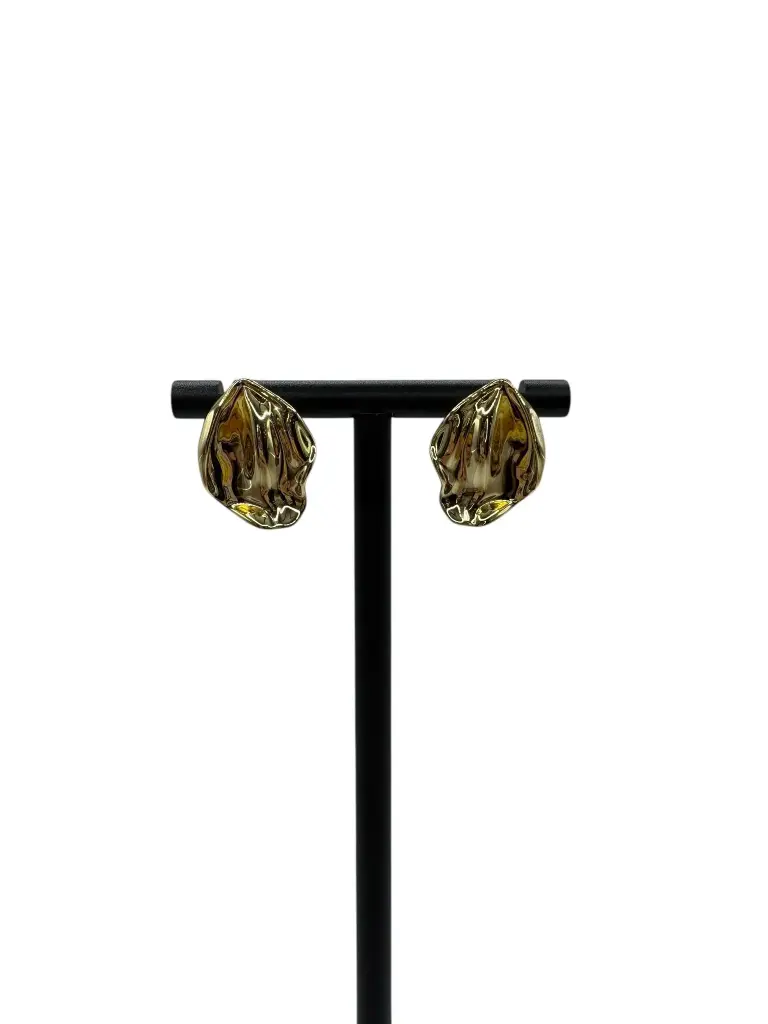 Yellow Gold Melted Teardrop Earrings