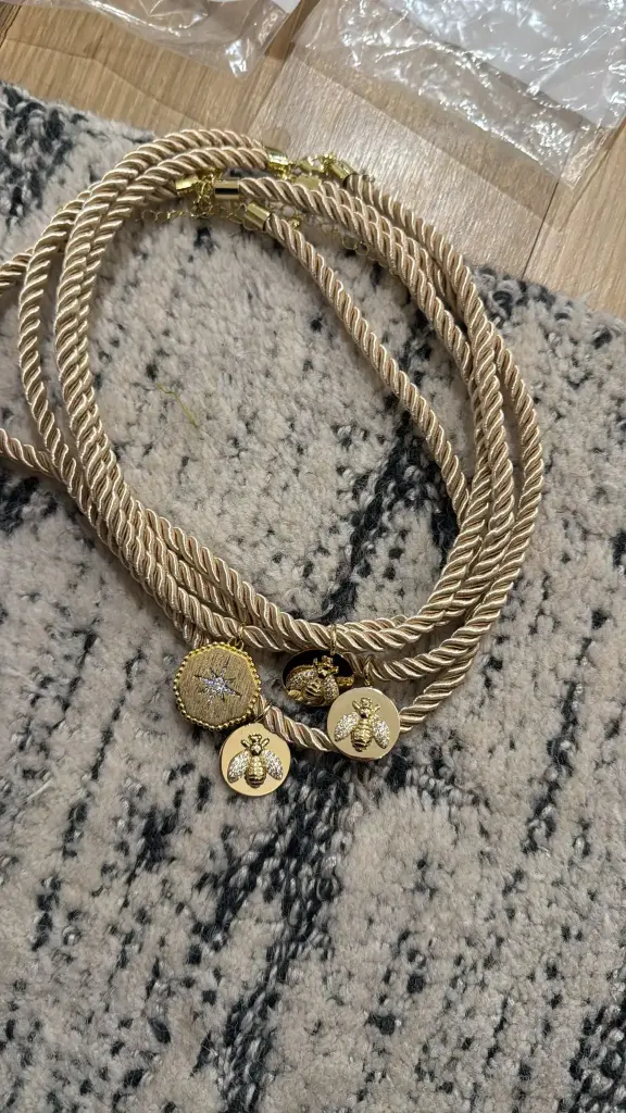 Beige Bee Rope Necklace