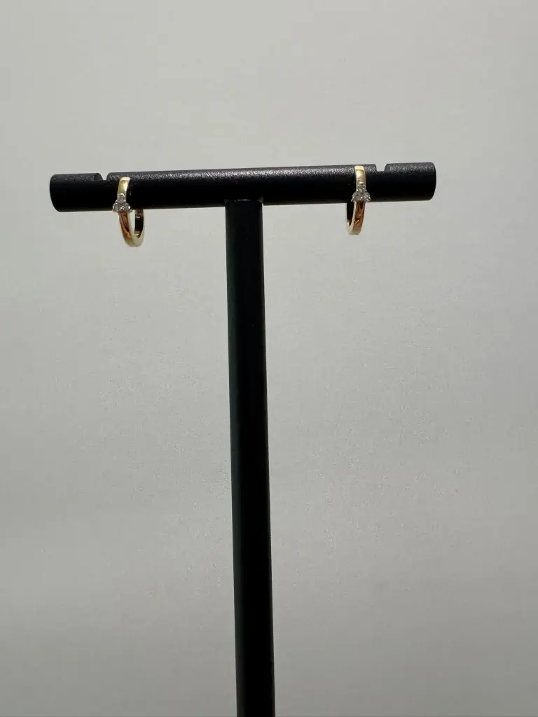 Mini Gold Huggie with Diamond Chip Earrings