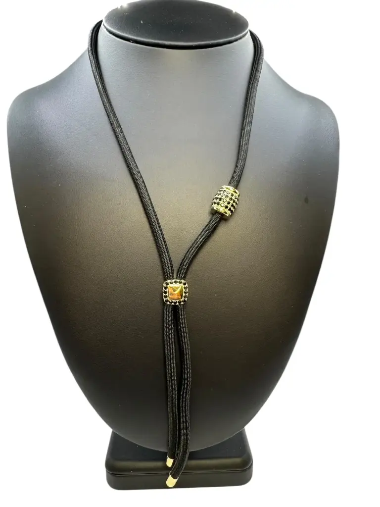 Black Pave Luxe Cord Necklace