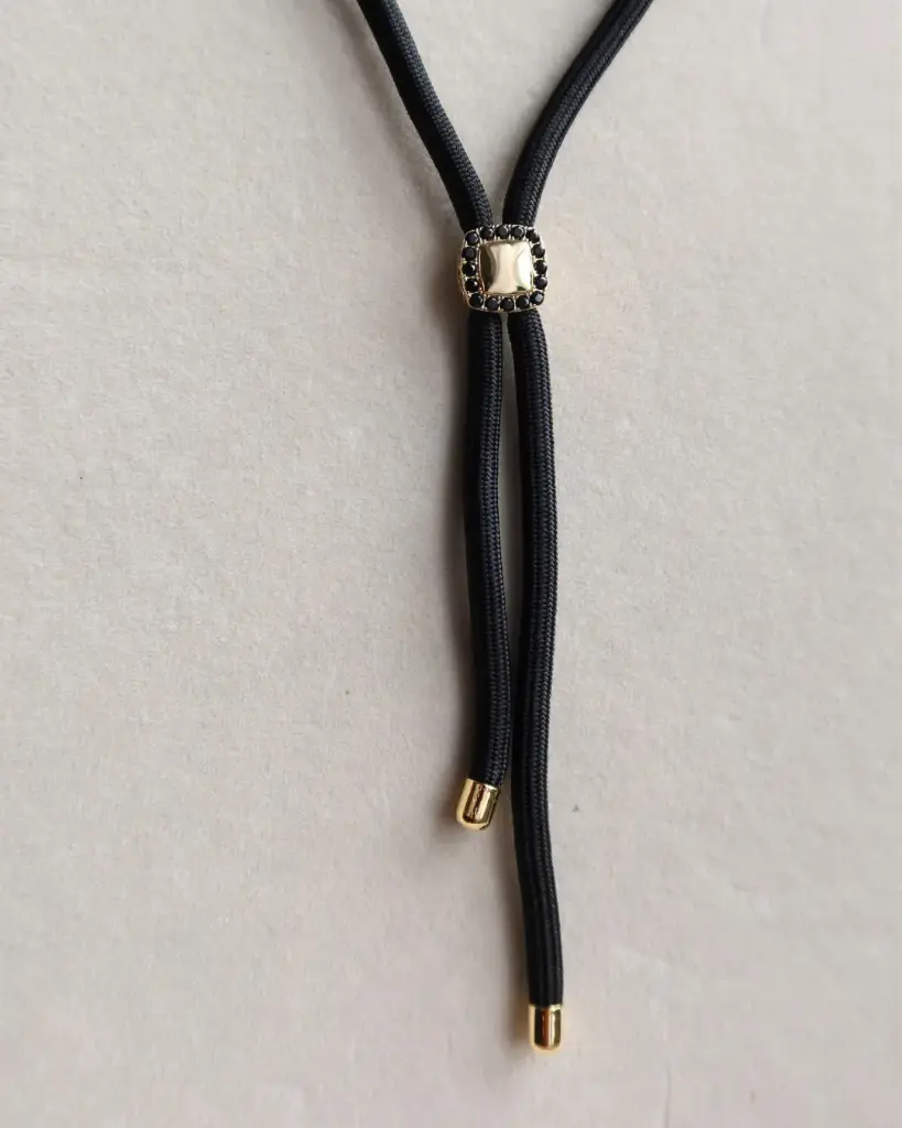 Black Pave Luxe Cord Necklace