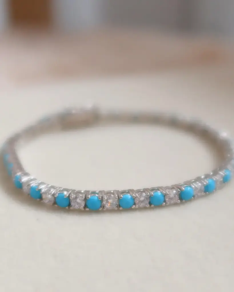 Alternating Turquoise and Diamond Bracelet