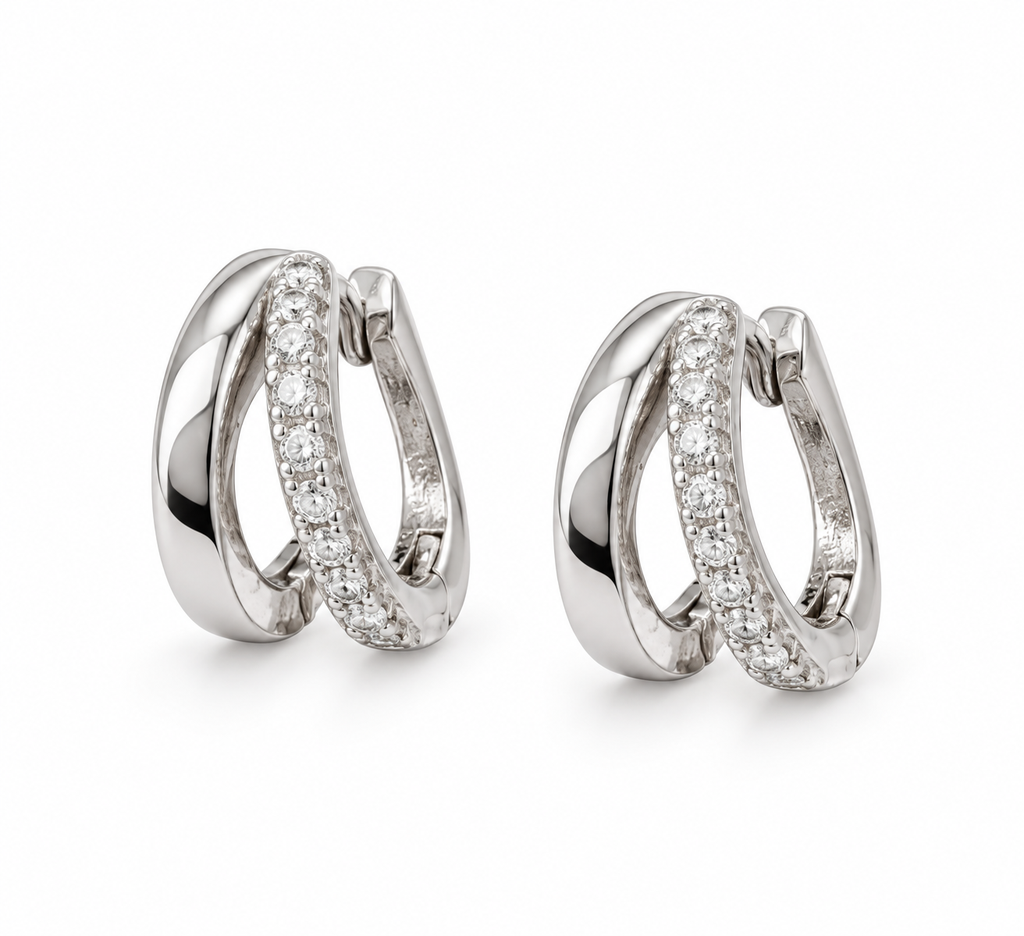 Sparkle Loop Huggies Sterling Silver