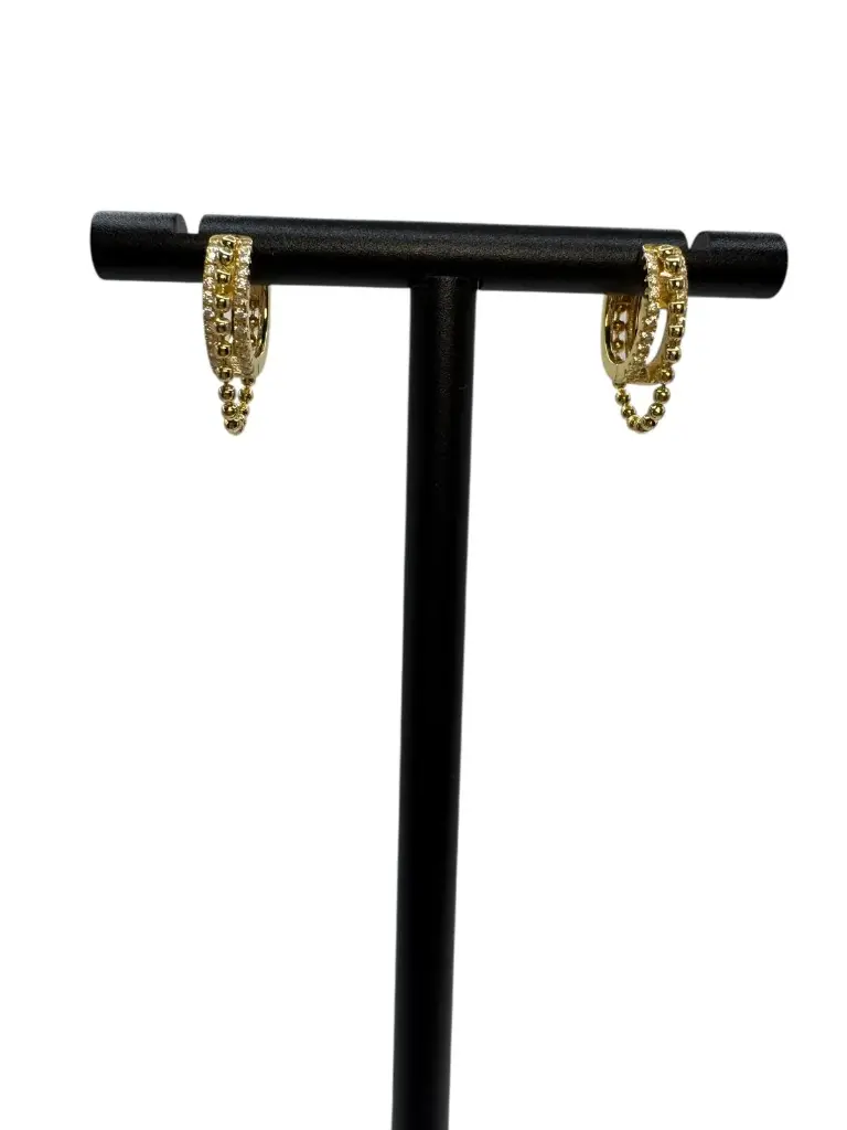 Halo Bead Huggies Yellow Gold