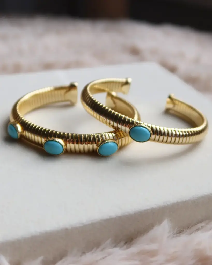 Triple Stone Turquoise Bangle