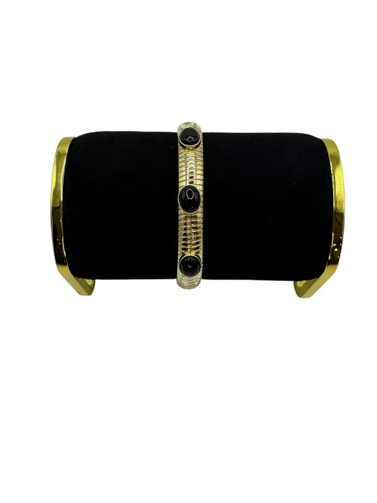 Triple Stone Black Bangle