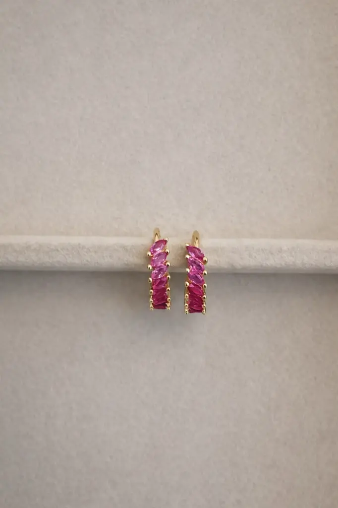 Pink Baguette and CZ Studs
