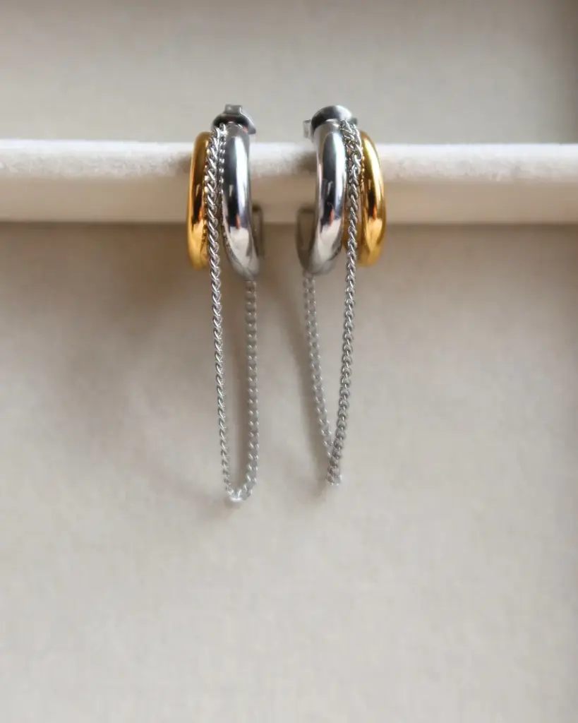 Two Tone Chain Hoops