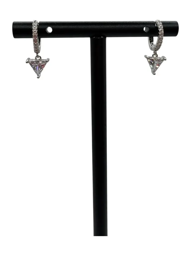 Triangle Drop Huggies Sterling Silver