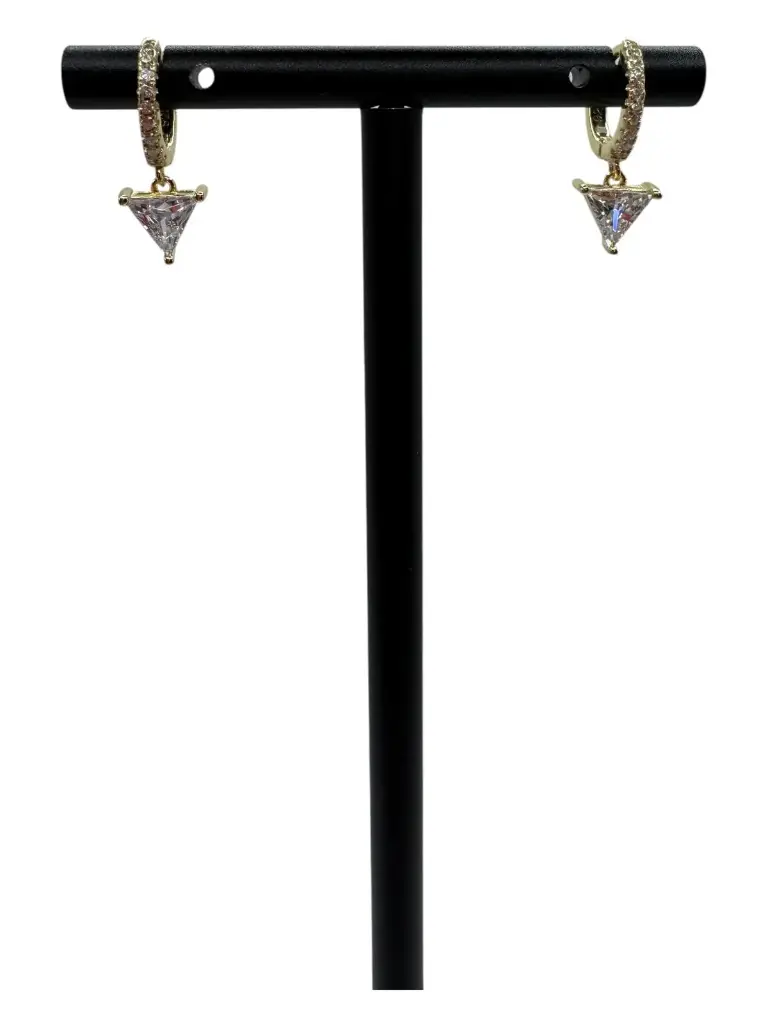 Triangle Drop Huggies Yellow Gold