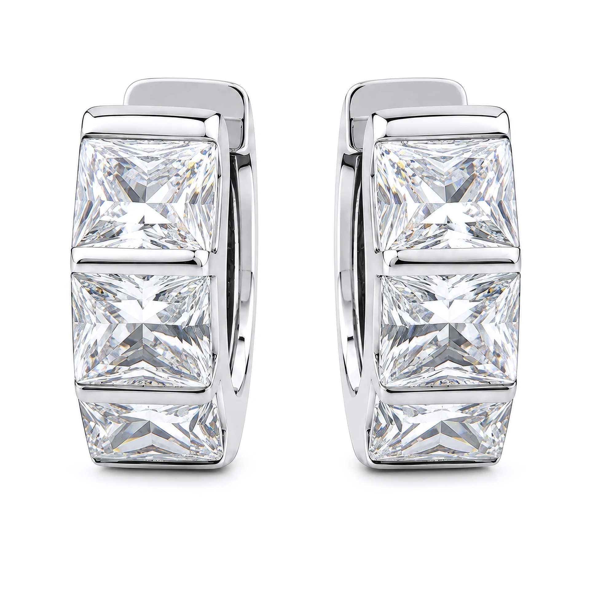 Sterling Silver Baguette Huggies