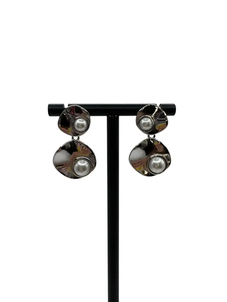 Sterling Silver and Pearl Disc Earrings