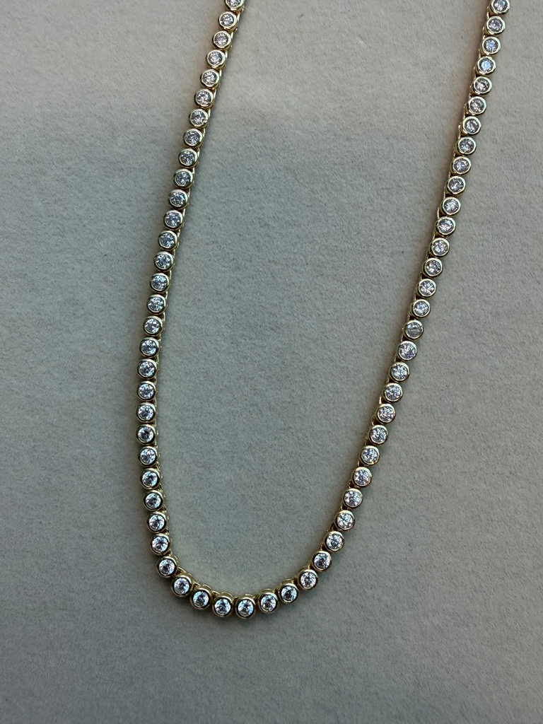 Crystal Bezel Tennis Necklace YG