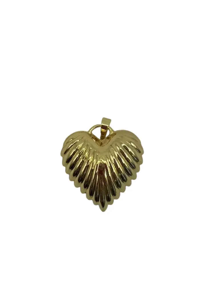 Golden Groove Heart Charm