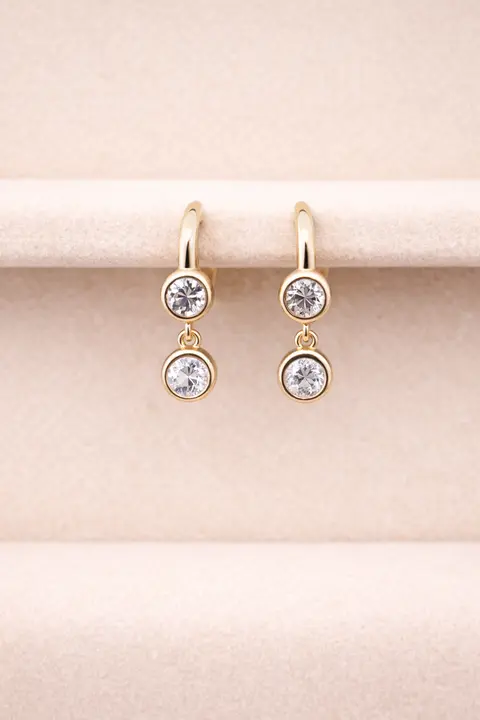 Twinkle Drop Huggie Yellow Gold