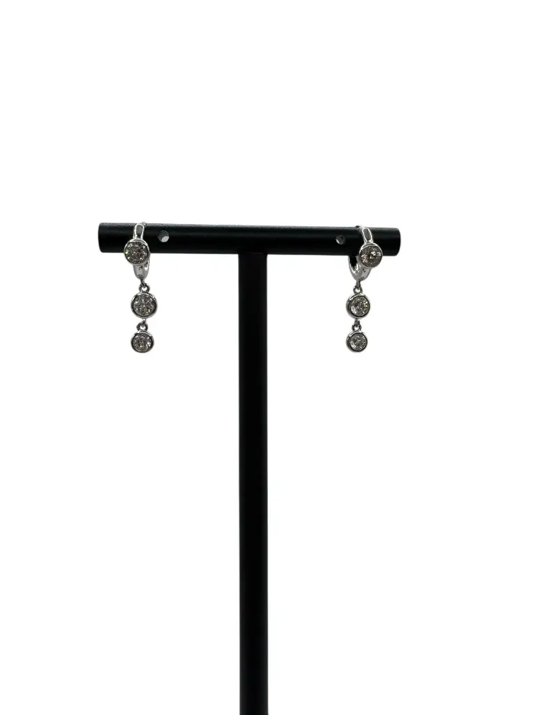 Double Stone Twinkle Drop Huggie Sterling Silver