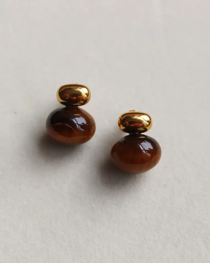Brown Bead Drop Earrings