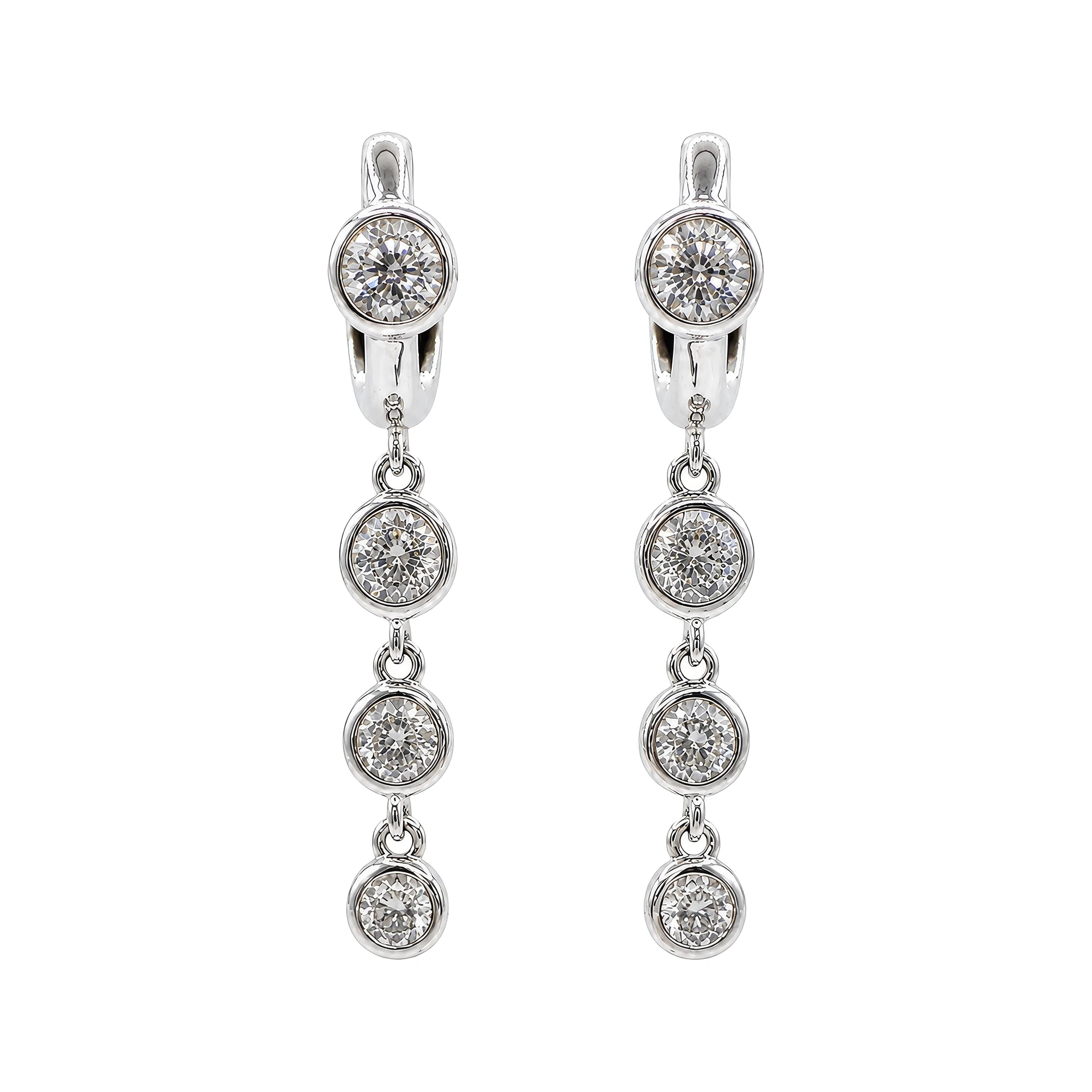 Triple Stone Twinkle Drop Huggie Sterling Silver