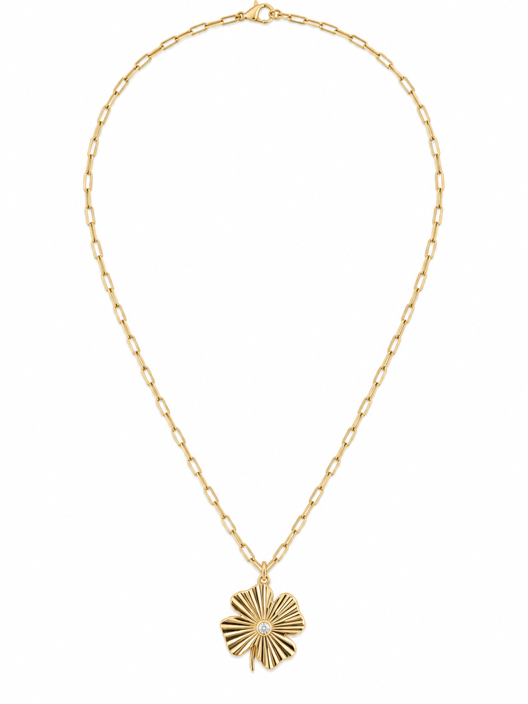 Four Leaf Clover Necklace Yellow Gold