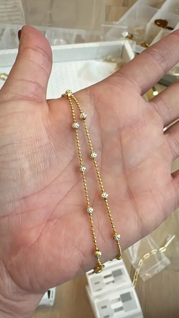 Two Tone Ball and Chain Necklace 22 inch