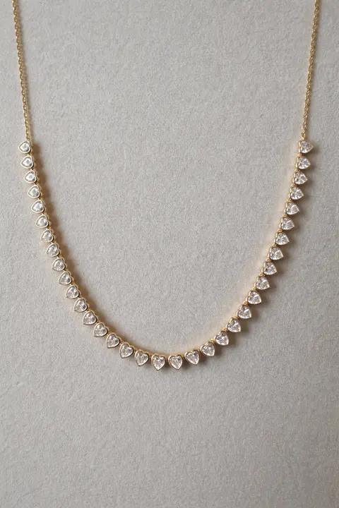 Heart Bezel Tennis Necklace