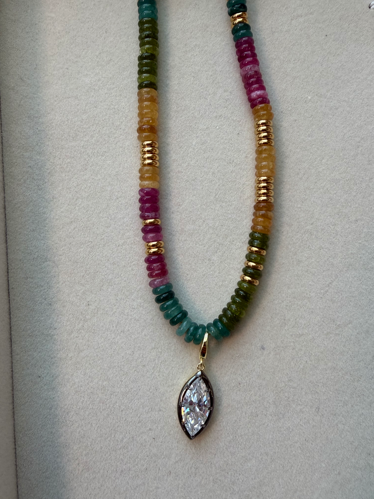 Multi Marque Beaded Necklace 