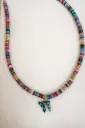 Multi Beaded Green Chai Charm Necklace  