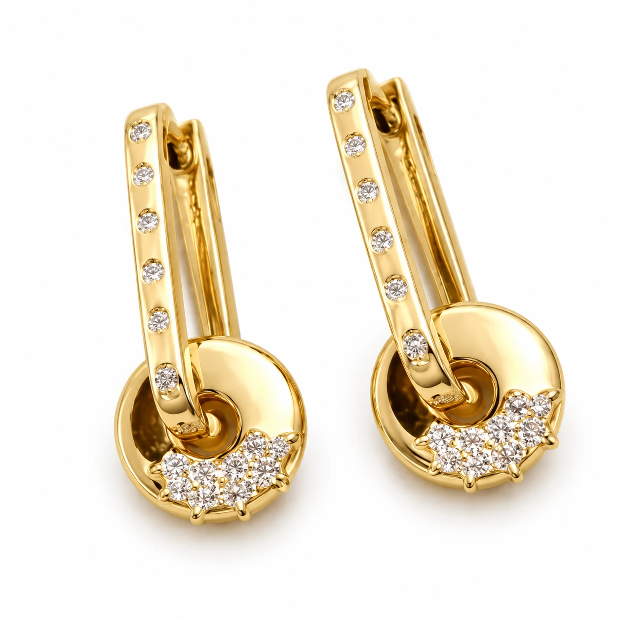 Floating Disk Earrings YG plated