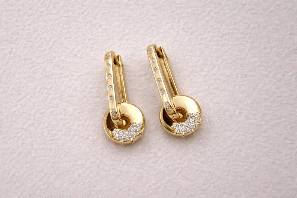 Floating Disk Earrings YG plated