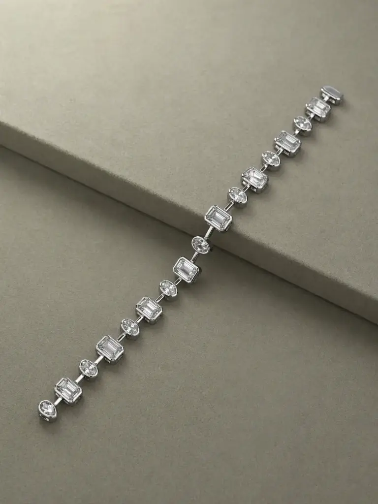 Multi Shape Bezel Tennis Bracelet SS