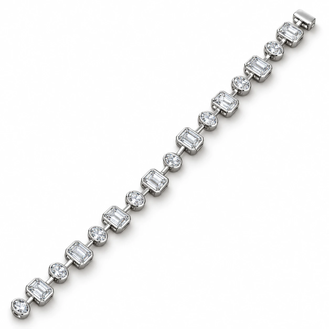 Multi Shape Bezel Tennis Bracelet SS