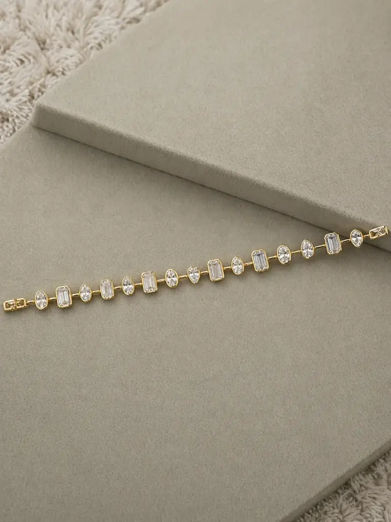 Multi Shape Bezel Tennis Bracelet YG plated 
