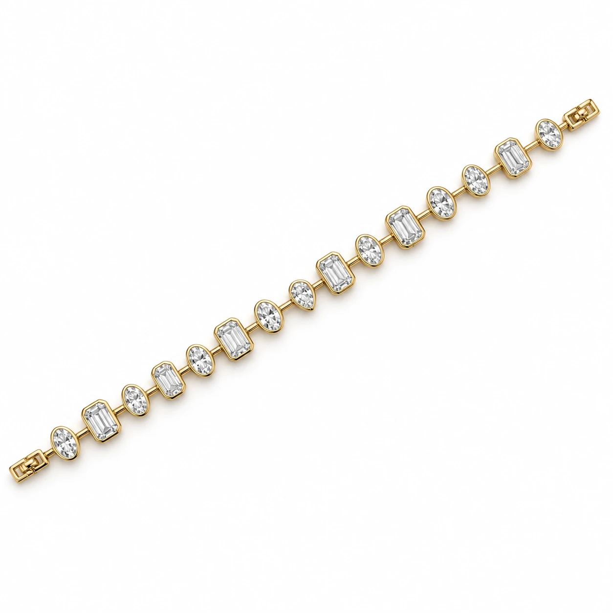 Multi Shape Bezel Tennis Bracelet YG plated 