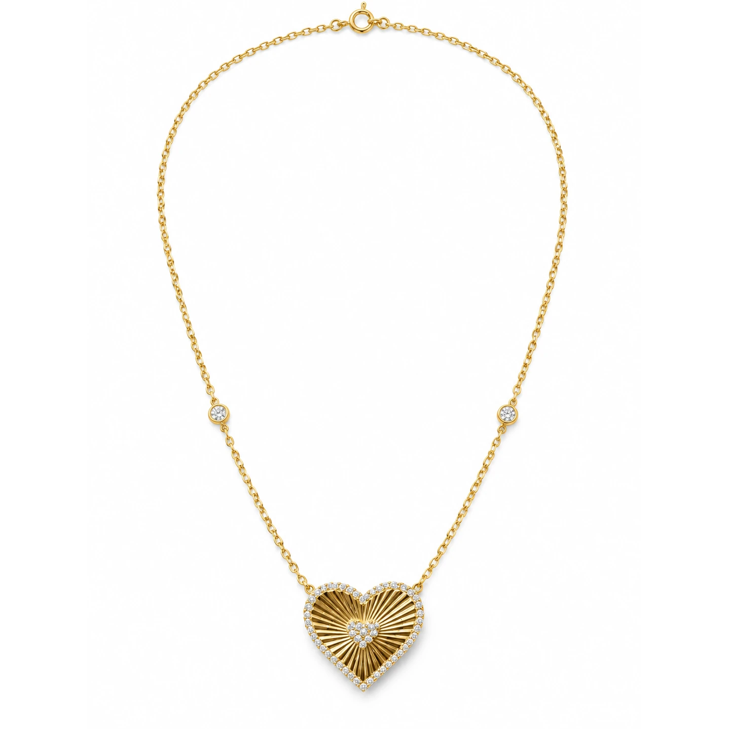 Ridged Heart Pendant Necklace