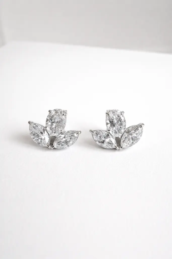 Tri-stone Flower Studs