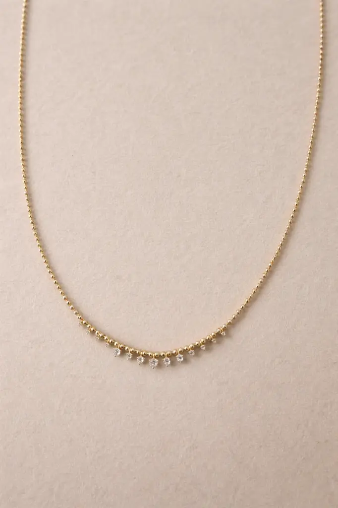Dainty Crystal Drop Necklace YG